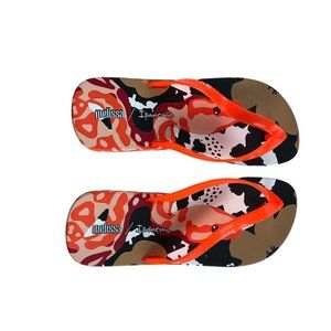 Melissa Women's Melissa + Ipanema Flip Flop Sandal, ORANGE/Beige Size 6 NIB